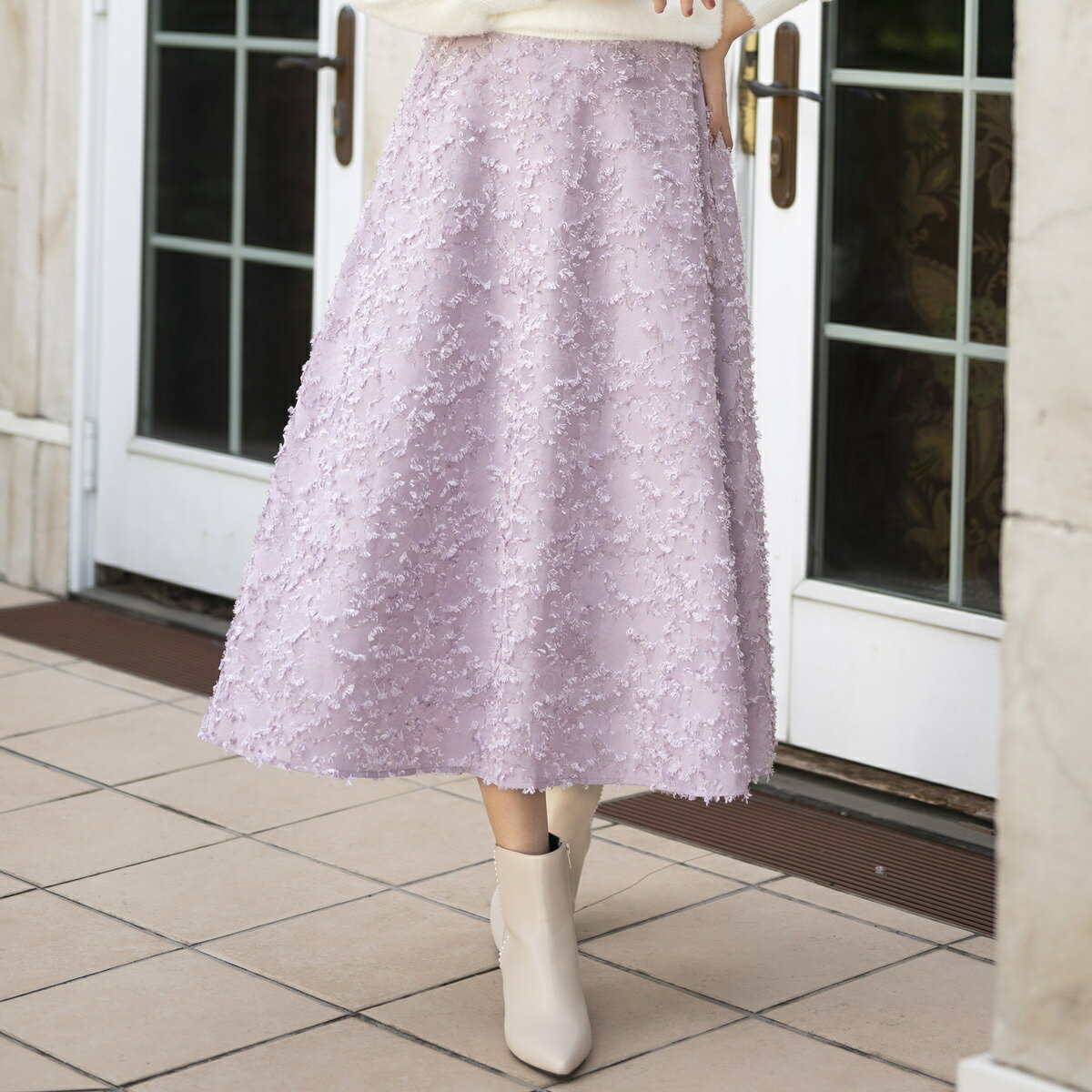 フリンジジャガードフレアスカート/MM347217／ミッシュマッシュ（MISCH MASCH）