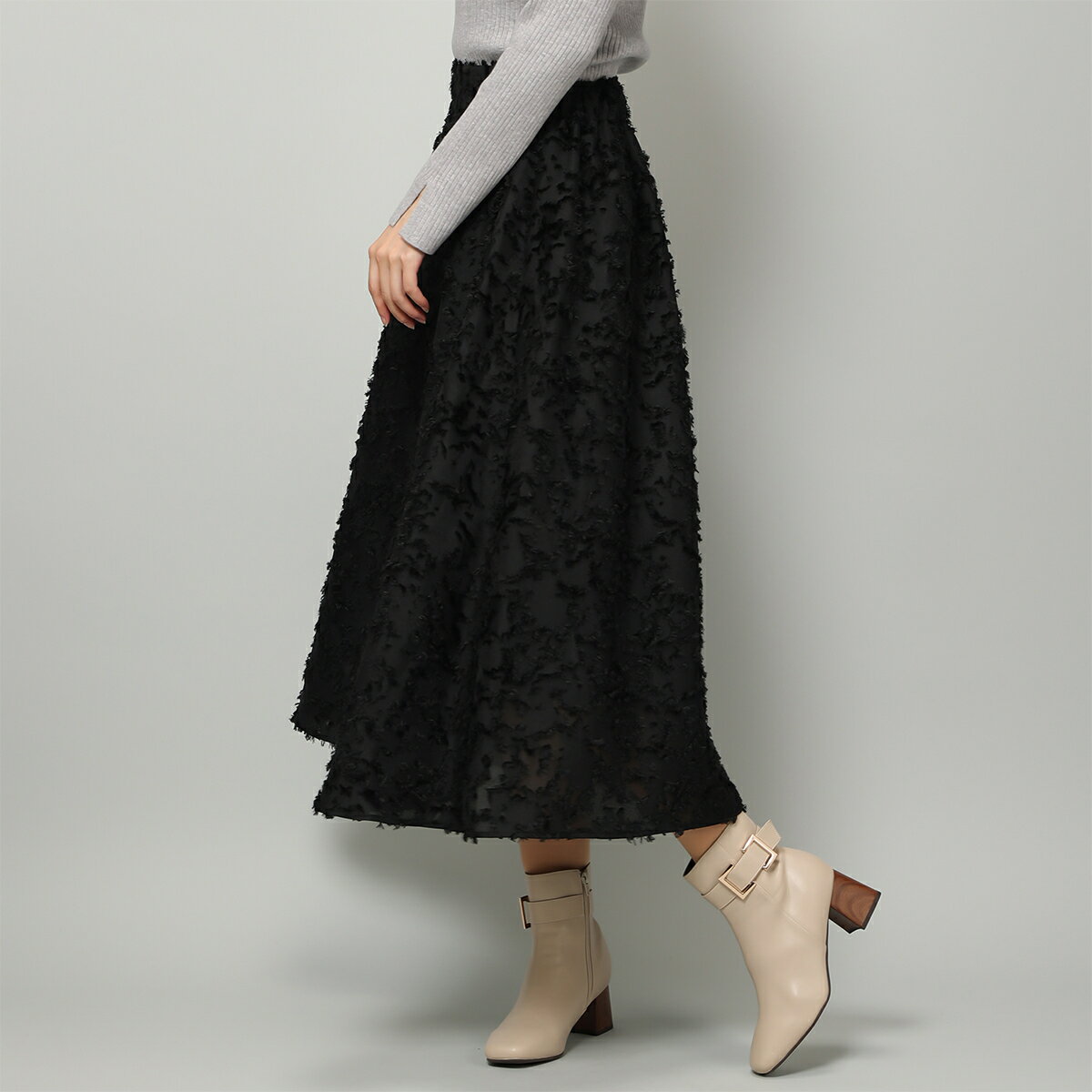 フリンジジャガードフレアスカート/MM347217／ミッシュマッシュ（MISCH MASCH）