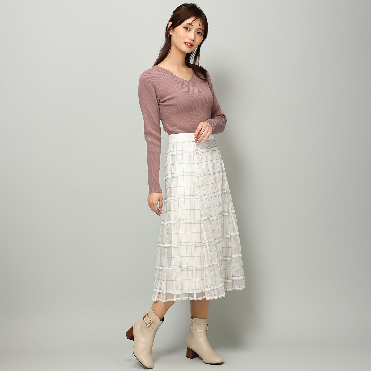 【23秋冬新作】ベーシックVネックリブニット/MM348317／ミッシュマッシュ（MISCH MASCH）