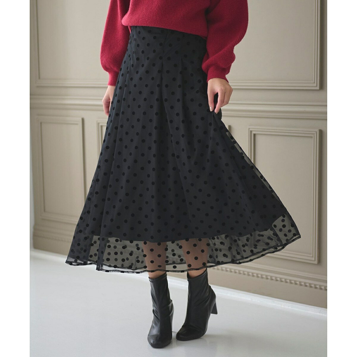 フロッキーチェック・ドット スカート／フェルウ（Feroux）