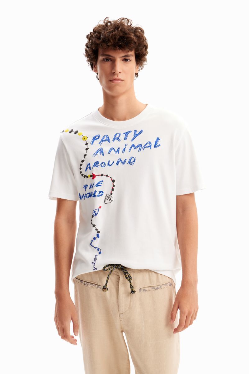 ヘビモチーフ＆刺繍 Tシャツ／デシグアル（Desigual）