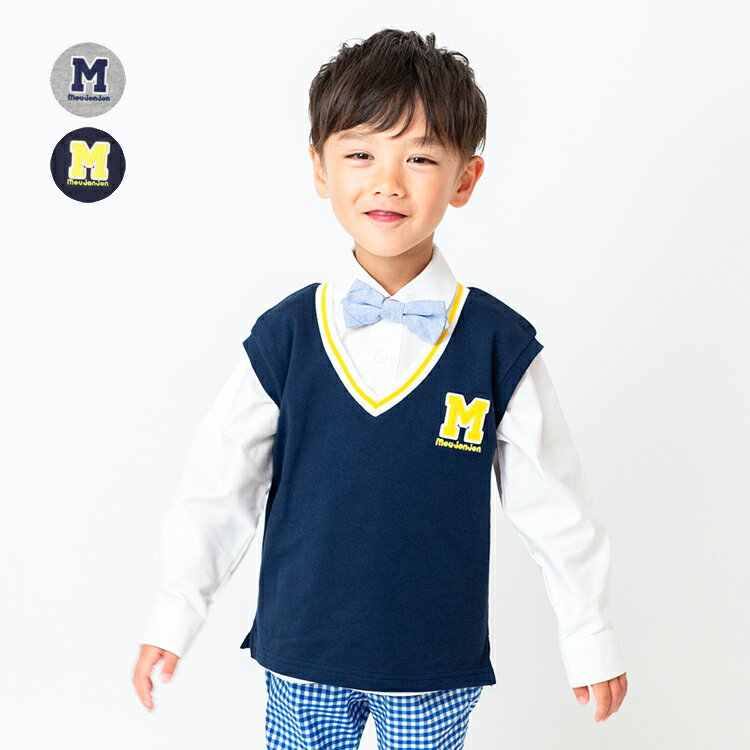 ミニ裏毛ラインリブベスト／ムージョンジョン（moujonjon）