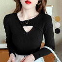 ニットTシャツ Vネック トップス 長袖/ミニミニストア(miniministore)