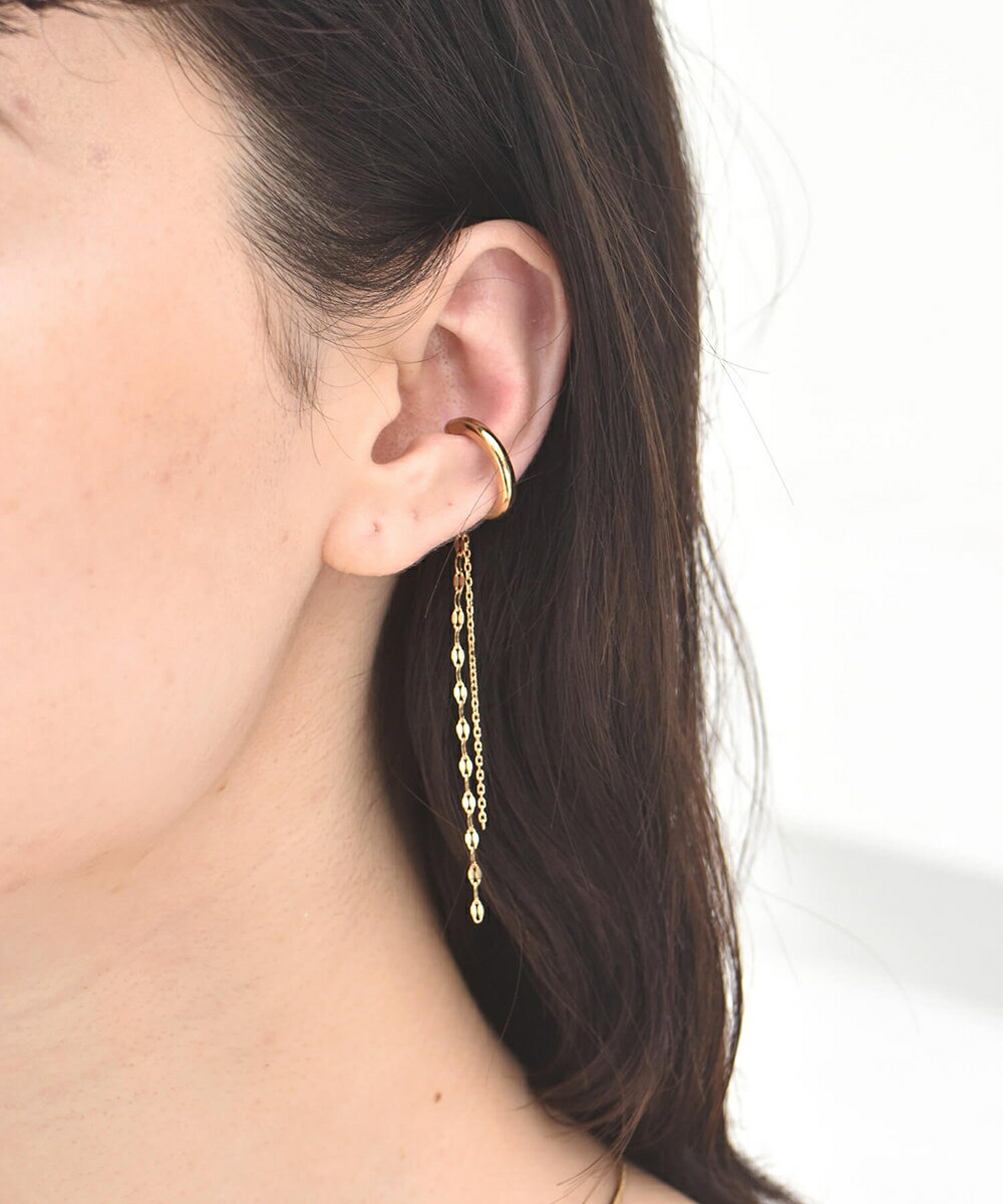 LHME チェーンドロップイヤーカフD/ペタル＆カットアズキ/ゴールド/サージカルステンレス／エルエイチ..