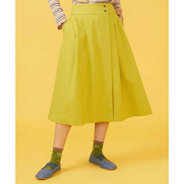 先染めカルゼ ラップ風スカート／ホコモモラ（JOCOMOMOLA）