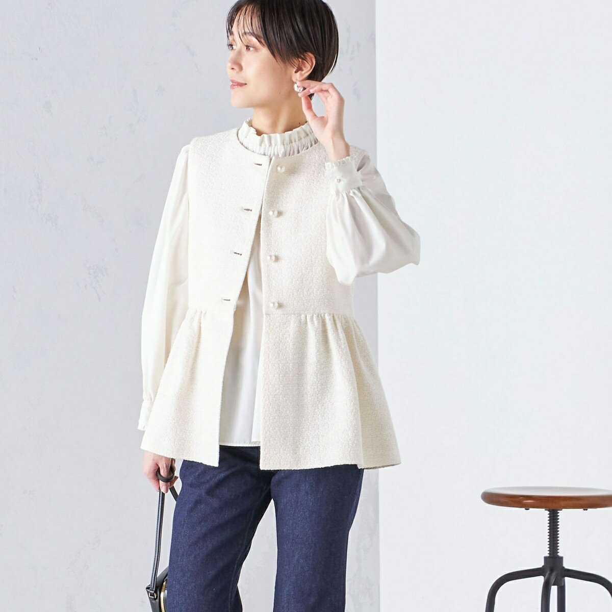 〈セレモニー対応可〉スラブ ツイード ジレ（セットアップ対応）24SS ◇／シップス（SHIPS）