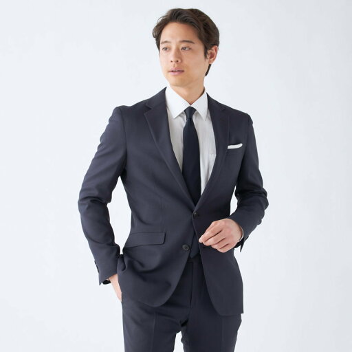 【SLIM TAPERED_2】【秋冬】2釦シングルスーツ 0タック/ネイビー×ソリッド/ウォッシャ/スーツセレクト(SUIT SELECT) 【SLIM TAPERED_2】【秋冬】2釦シングルスーツ 0タック/ネイビー×ソリッド/ウォッシャ/スーツセレクト(SUIT SELECT)