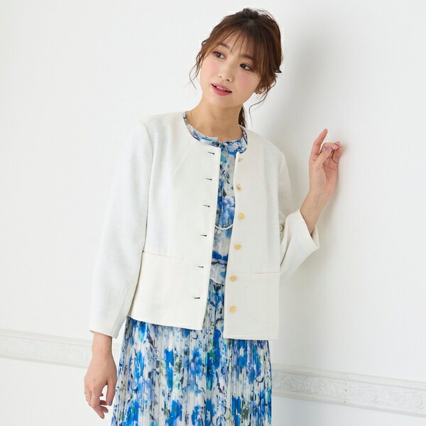 ループツイードノーカラージャケット／ローズティアラ（Rose Tiara）