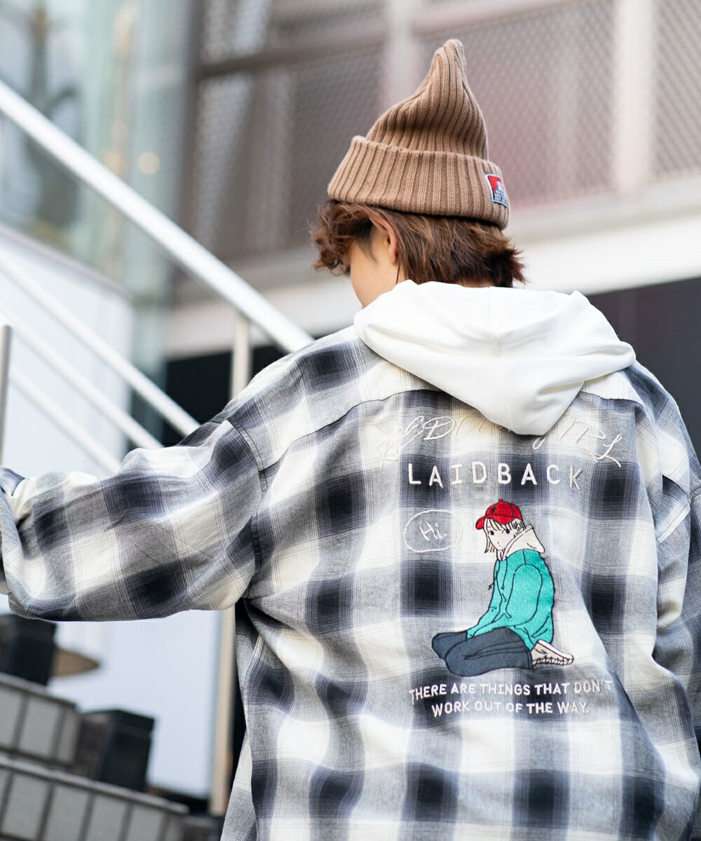 オンブレチェック バック刺繍シャツ 【UNIIT × RED CAP GIRL】 ／ユニット（UNITT）