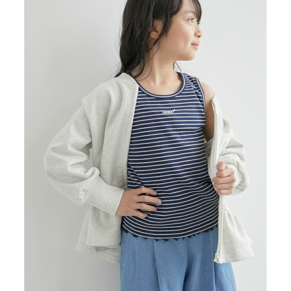 【KIDS】ミニロゴ刺繍入りボーダータンクトップ/リンクコーデ／ロペピクニックキッズ（ROPE' PICNIC KIDS） 3