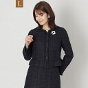 【L】ファンシーツイードノーカラー ジャケット/トゥービーシック(TO BE CHIC)
