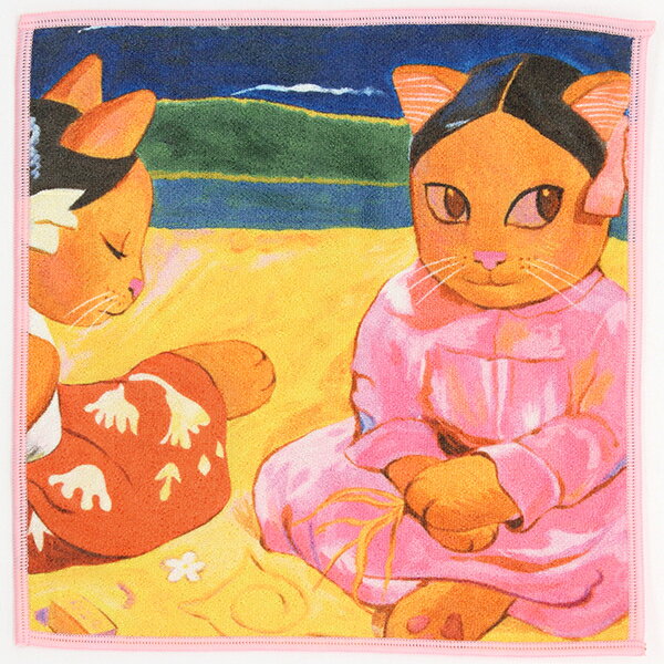 【約25X25cm】キャットアート スマホ拭きハンカチ (CAT ART)/ブルーミング(BLOOMING)