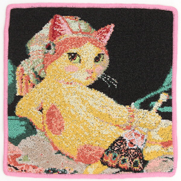 タオルハンカチ レディース（3000円程度） 【約25X25cm】キャットアート シェニール織り タオルハンカチーフ （CAT ART）／ブルーミング（BLOOMING）