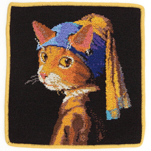 タオルハンカチ レディース（3000円程度） 【25×25cm】キャットアート シェニール織り タオルハンカチーフ （CAT ART）／ブルーミング（BLOOMING）