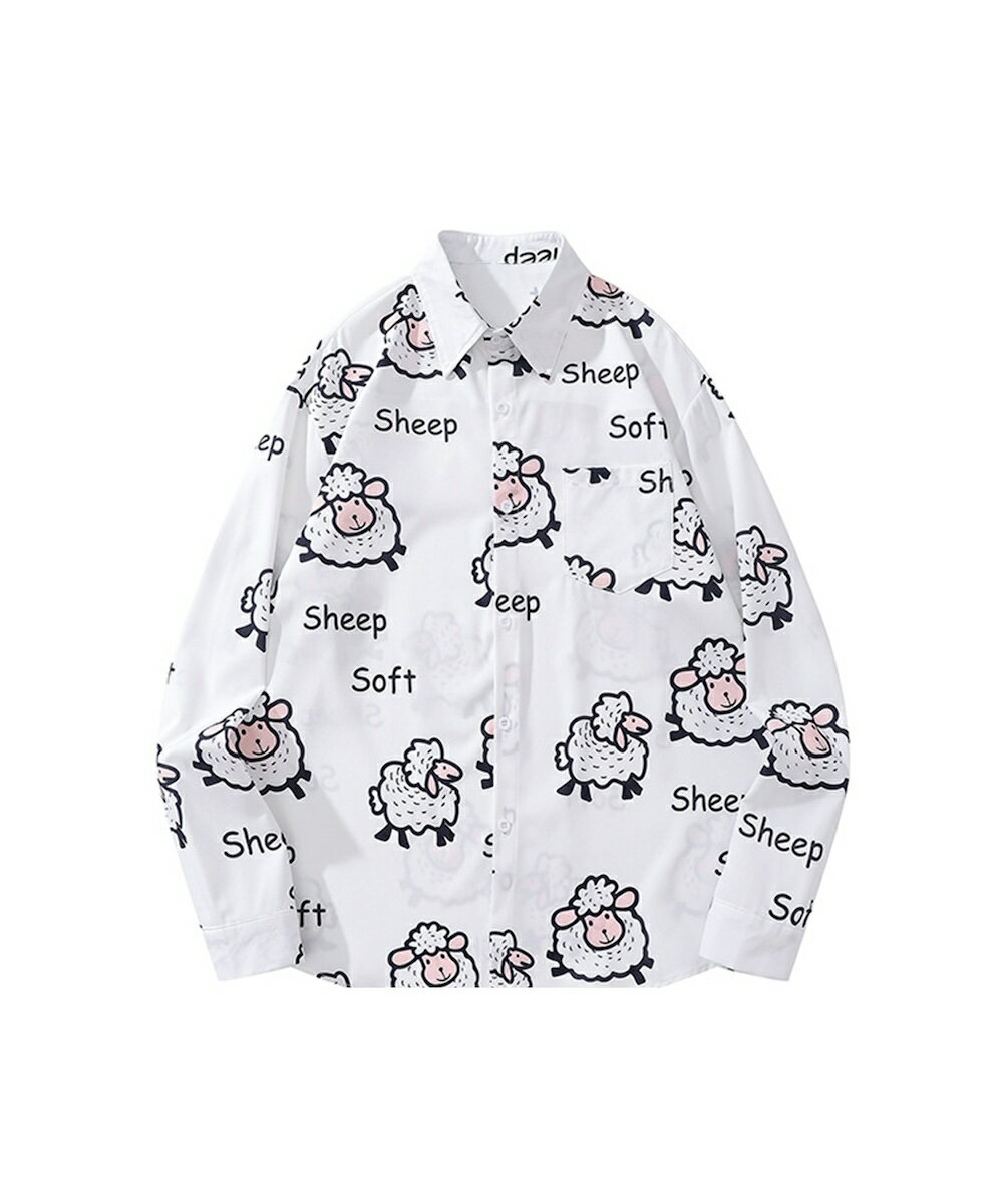 【HOOK】かわいい動物イラスト総柄プリントシャツ／アイモハ（aimoha）