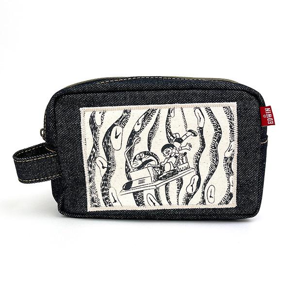 ドラえもん EDWIN スクエアポーチ 小物入れ コラボ デニム ネイビー／パーフェクト・ワールド・トーキョー（Perfect World Tokyo）