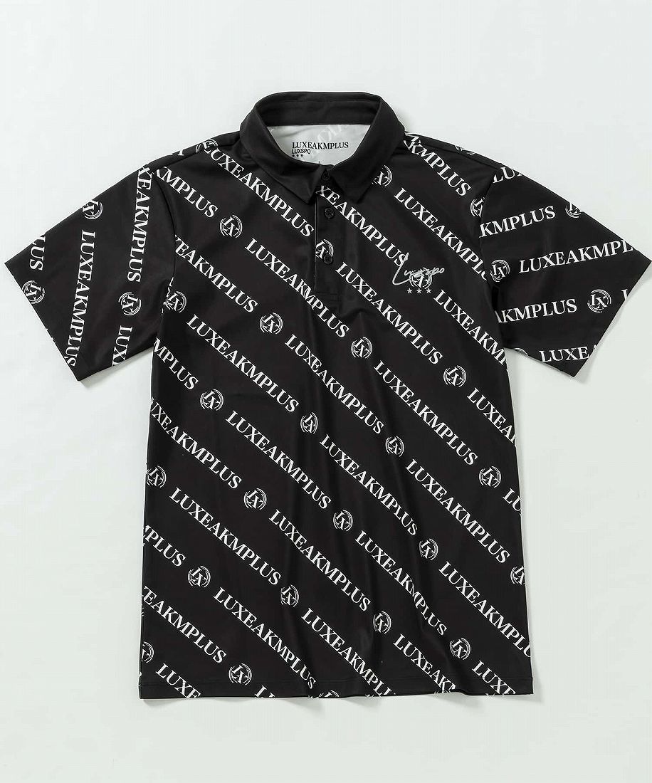 LUXEAKMPLUS ゴルフ 総柄ロゴ半袖ポロシャツ／リュクスエイケイエムプラス（LUXEAKMPLUS）