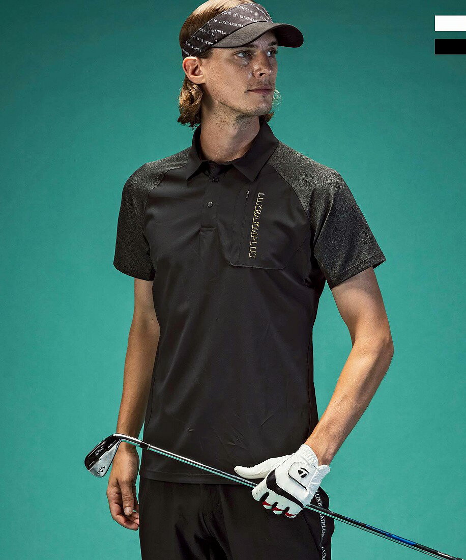 LUXEAKMPLUS ゴルフ 配色バックロゴ半袖ポロシャツ／リュクスエイケイエムプラス（LUXEAKMPLUS）