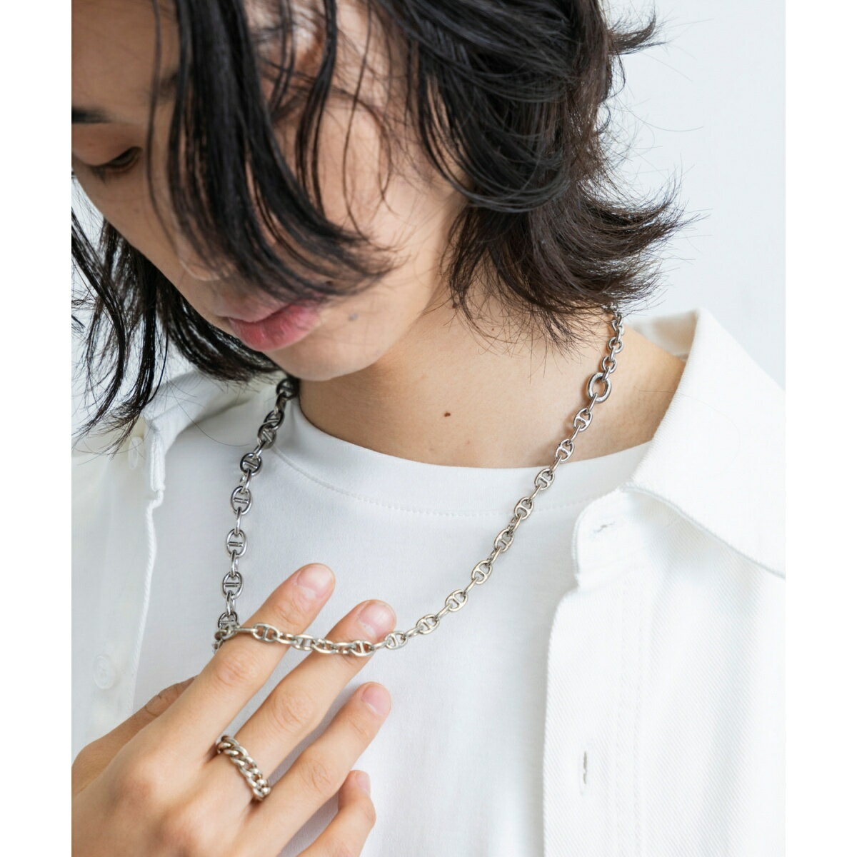 ital. from JUNRed / rosary anchor chain necklace^WbhiJUNRedj