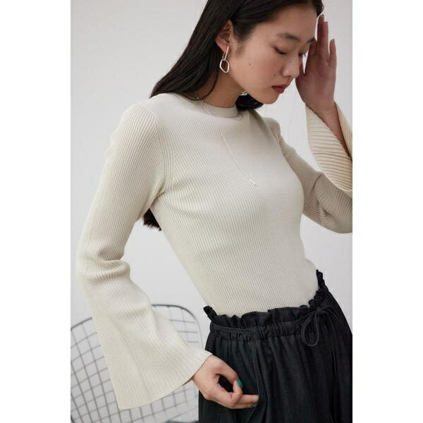 フレアスリーブリブニット／アズー