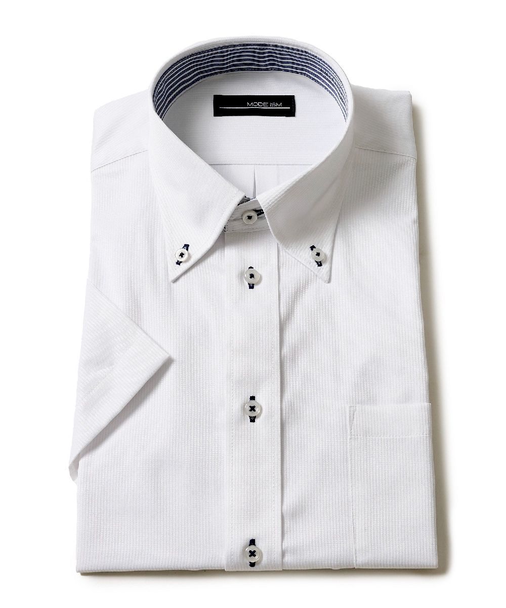 形態安定 吸水速乾 T/Cボタンダウンドレスシャツ / 半袖ビジネスシャツ／テットオム（TETE HOMME）