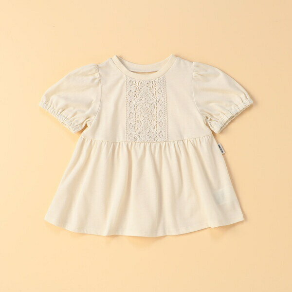レース付き パフスリーブTシャツ(ベビーサイズ)／コムサイズム（COMME CA ISM）