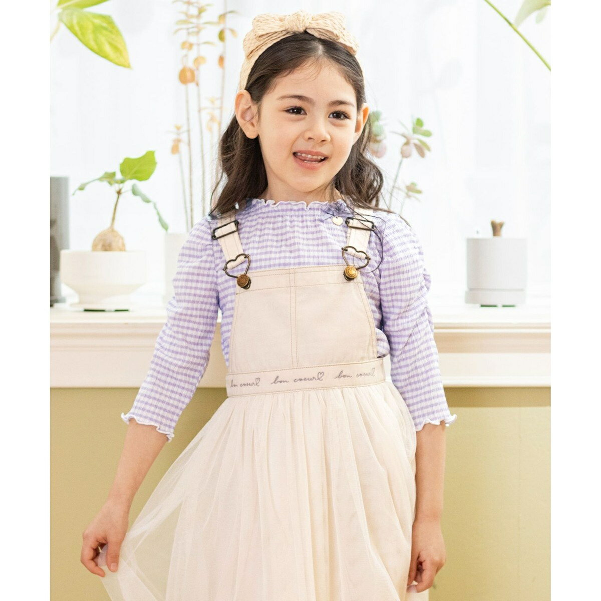 シアー ギンガム 七分袖 Tシャツ／エニィ（any FAM）のサムネイル