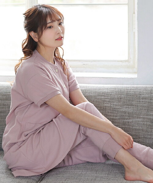 半袖、ワッフルマタニティパジャマ | マタニティウェア・授乳服／犬印マタニティ＆ベビー（inujirushimaternity＆baby） 2