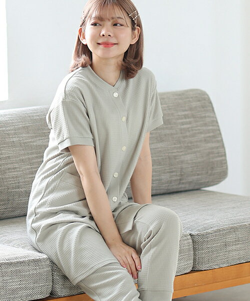半袖、ワッフルマタニティパジャマ | マタニティウェア・授乳服／犬印マタニティ＆ベビー（inujirushimaternity＆baby） 3