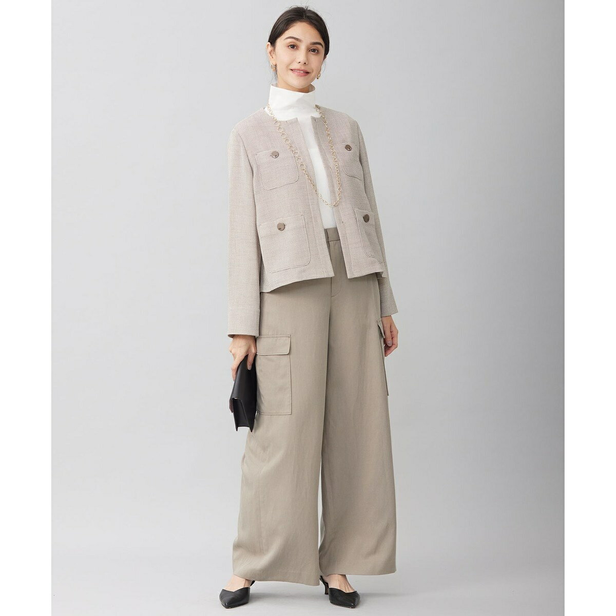 【洗える】ライトカラミノーカラー ジャケット／自由区（JIYU-KU）