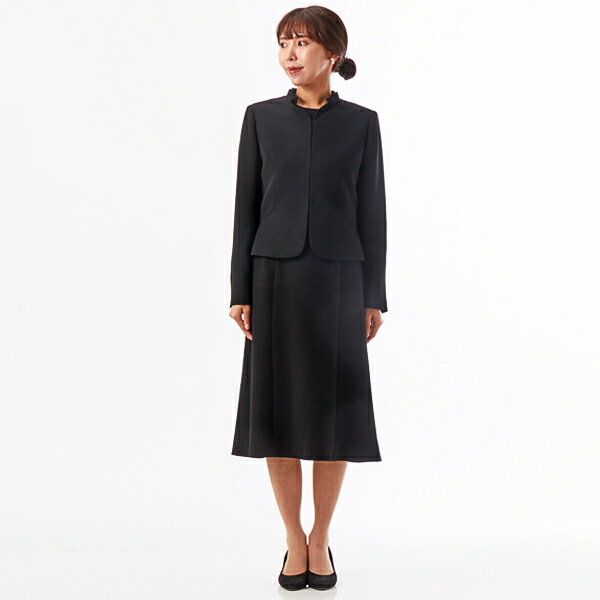 【ブラックフォーマル 冠婚葬祭 セレモニー】フリル衿フラシワンピースアンサンブル／アンフィニ（INFINE）