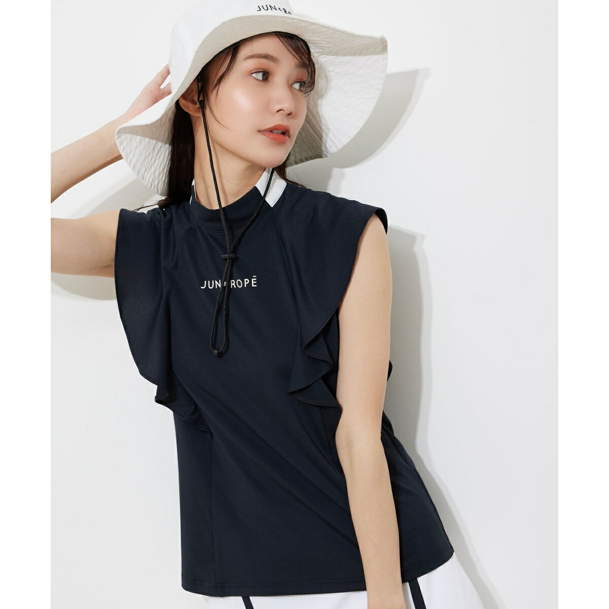 【UV】【吸汗速乾】フレアスリーブモックネックプルオーバー／ジュン＆ロぺ（JUN＆ROPE'）