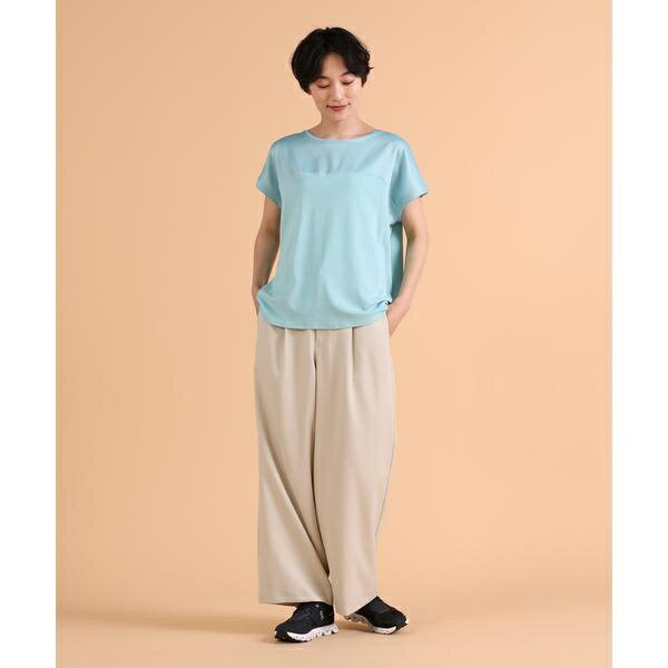 サテン切り替えワイドカットソー《スビン綿MIXフライス》／イッツインターナショナル（I.T.'S. international）