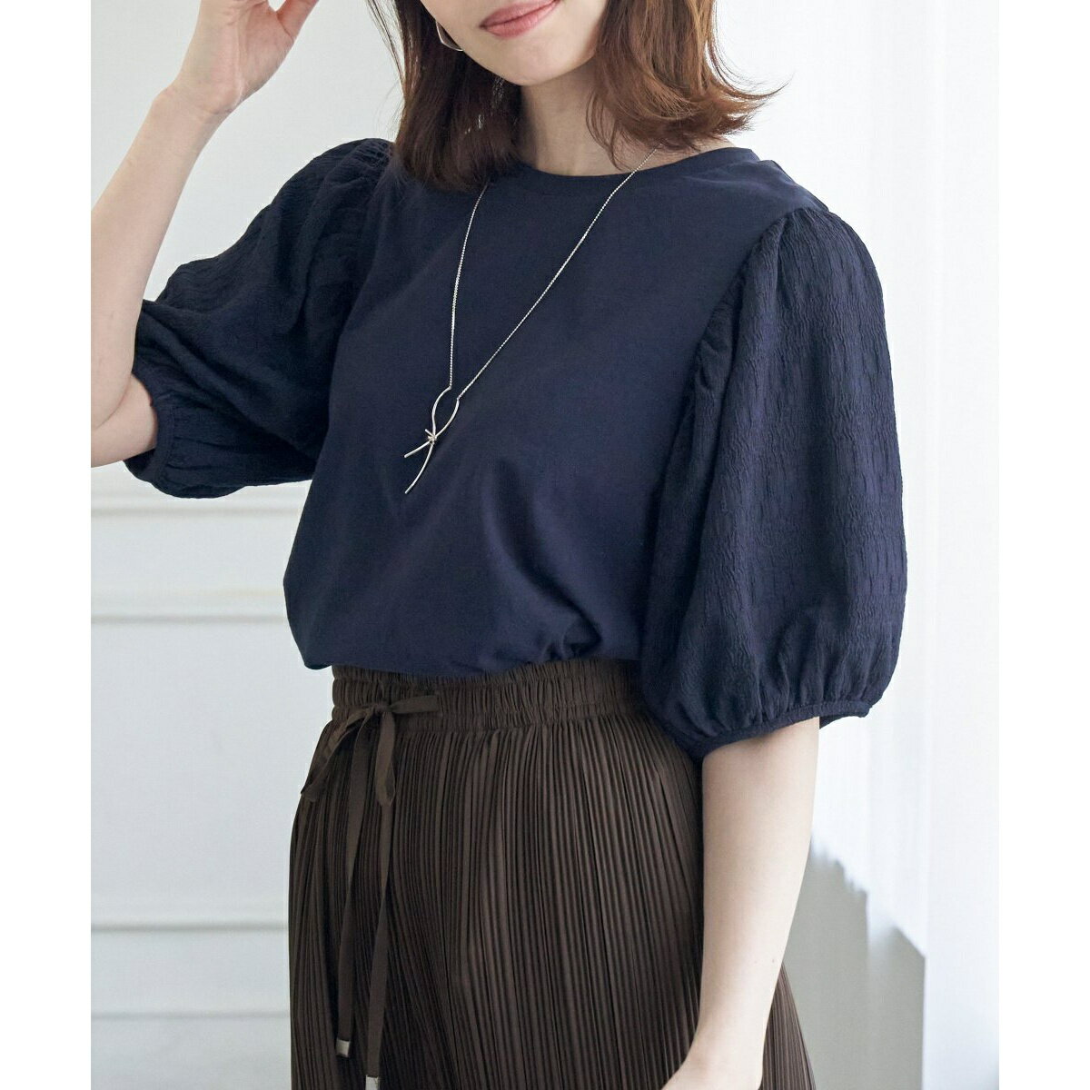 袖フクレ切り替え半袖プルオーバー／イッカ（ikka）