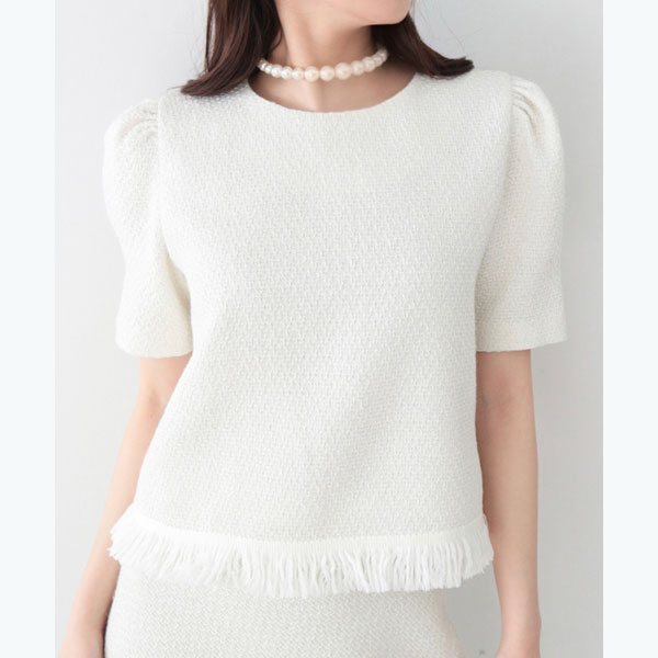タッセルヘムツイードトップス／アンビエント（AMBIENT）