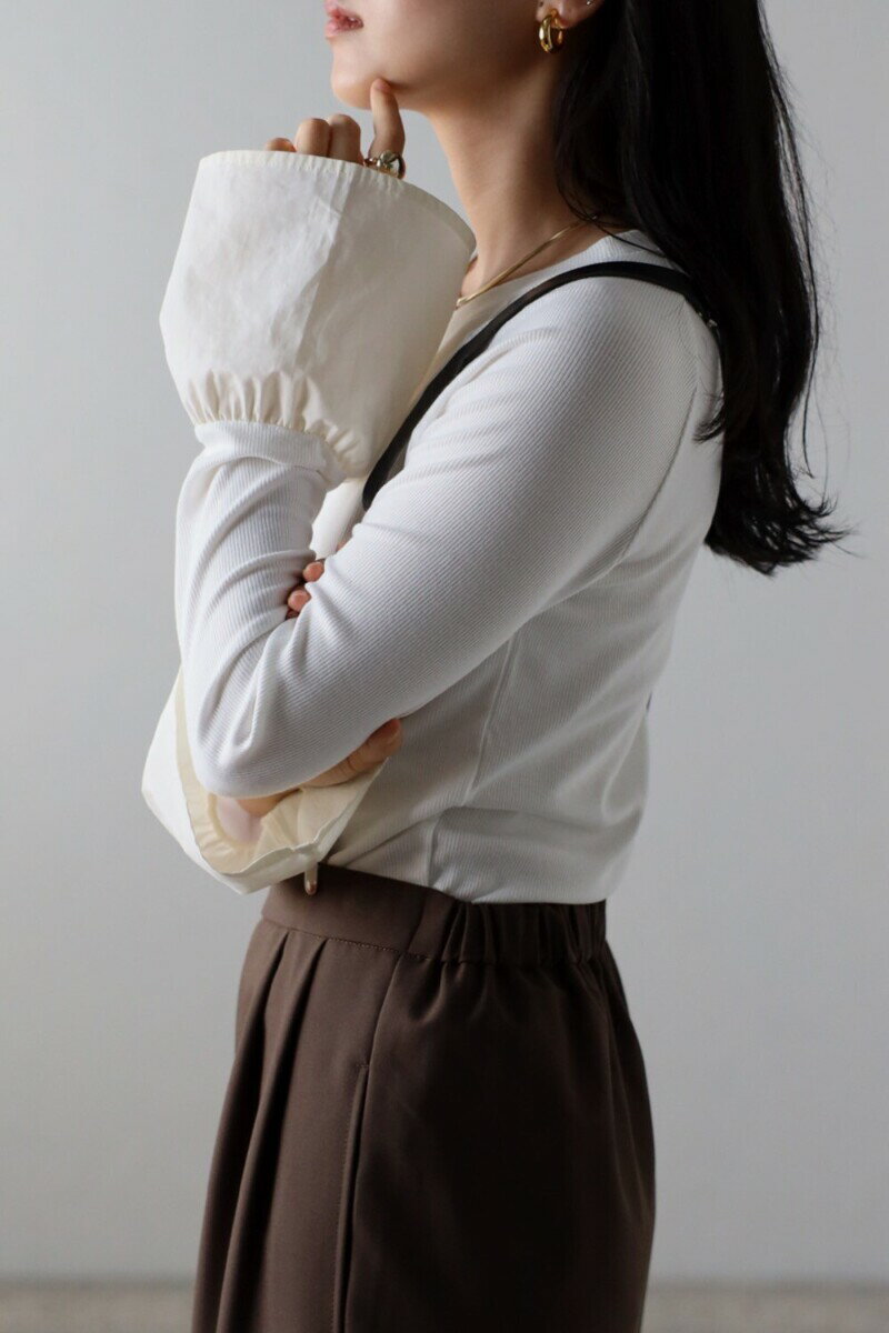 異素材ベルスリーブトップス／ボンジュールサガン（BONJOUR　SAGAN）