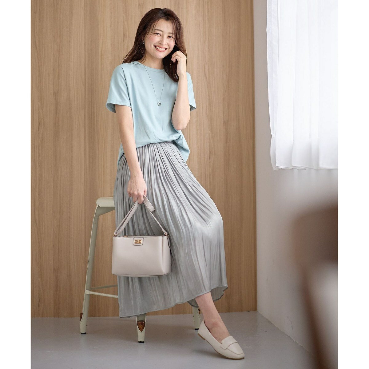 【ウエストゴム】シャイニーギャザースカート／エニィ（any FAM）