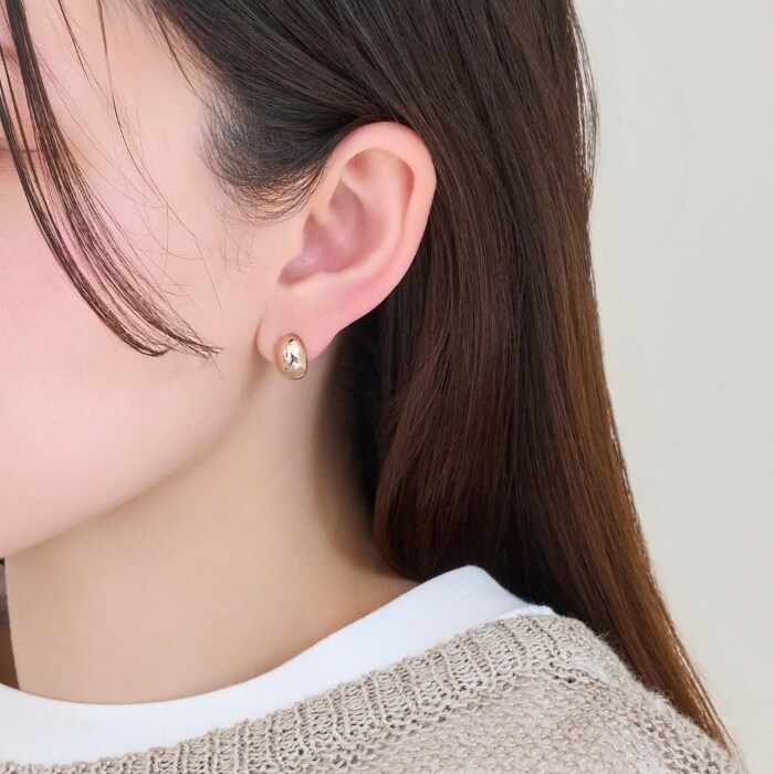 楽天丸井（マルイ）楽天市場店【金属アレルギー対応】オーバルフープスナップイヤリング　シャンパンゴールド／フィービィー（Phoebe）
