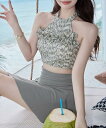 レディース水着 ハイネックシャーリングサイドレースアップビキニ 上下2点セット/テディショップ(TeddyShop)