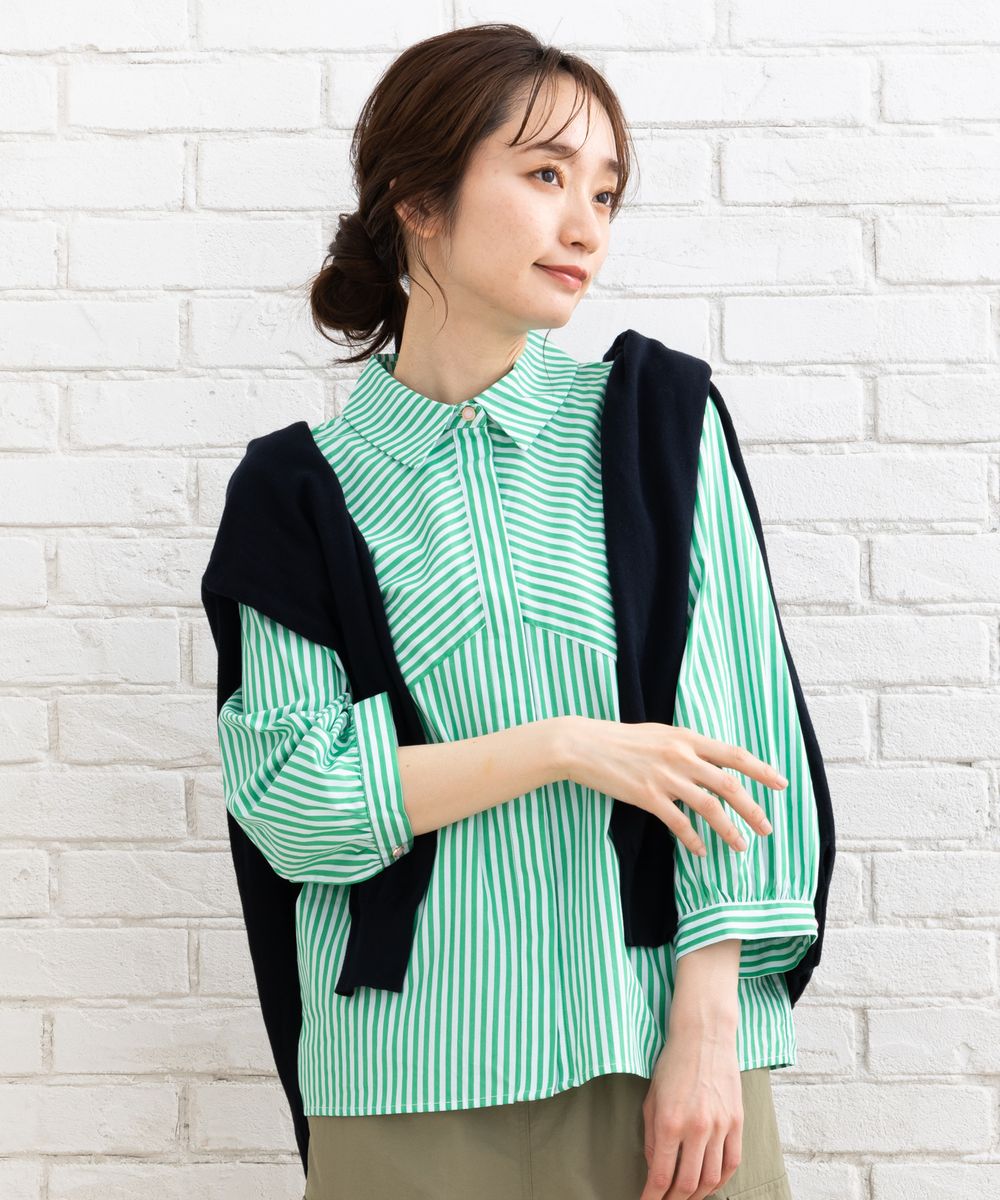 [큰 사이즈] 9호·15호(M·3L) NUMPH 전환 스트라이프 셔츠/서브 스트리트(sab street)