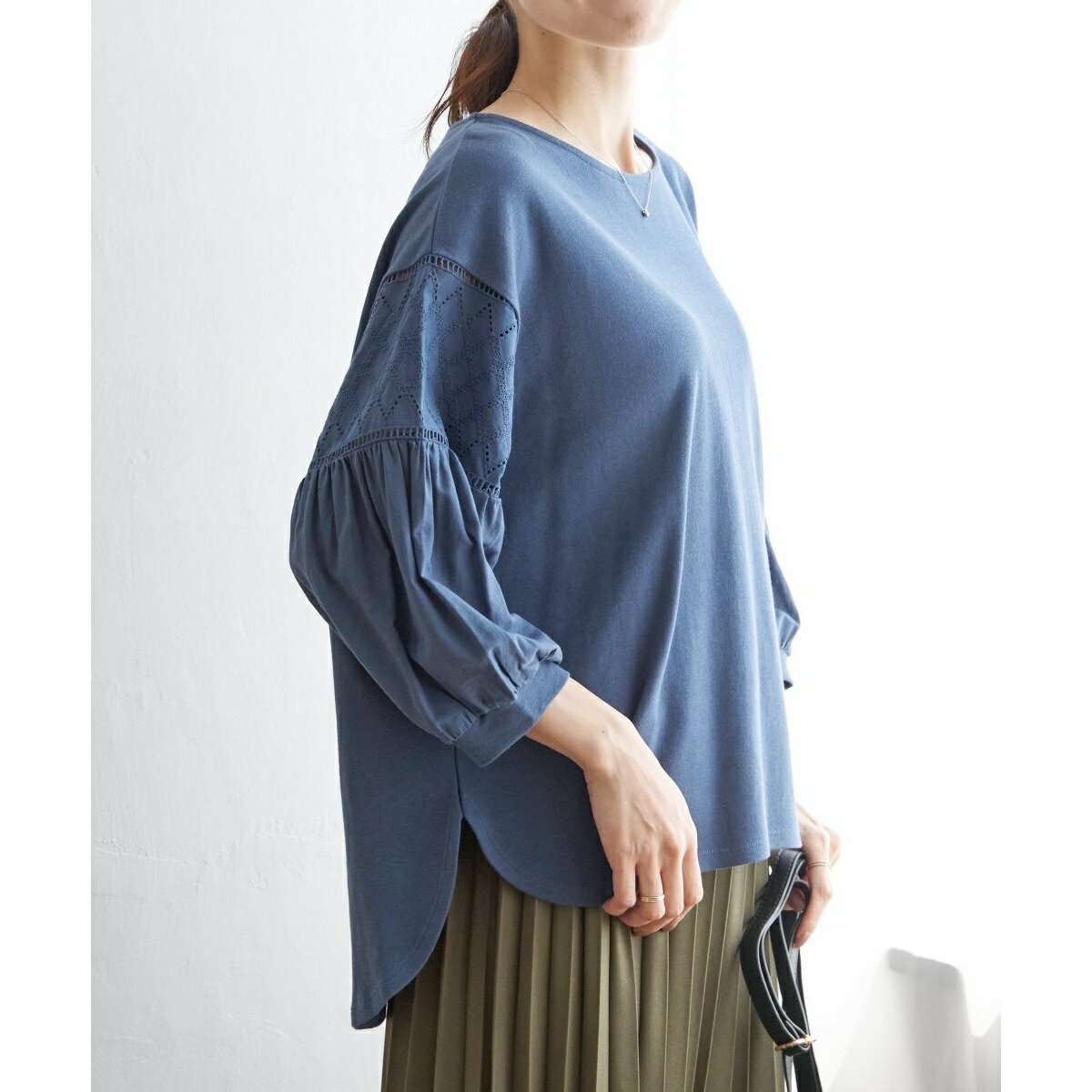 【親子コーデ】袖幾何学レース切り替えプルオーバー／イッカ（ikka）