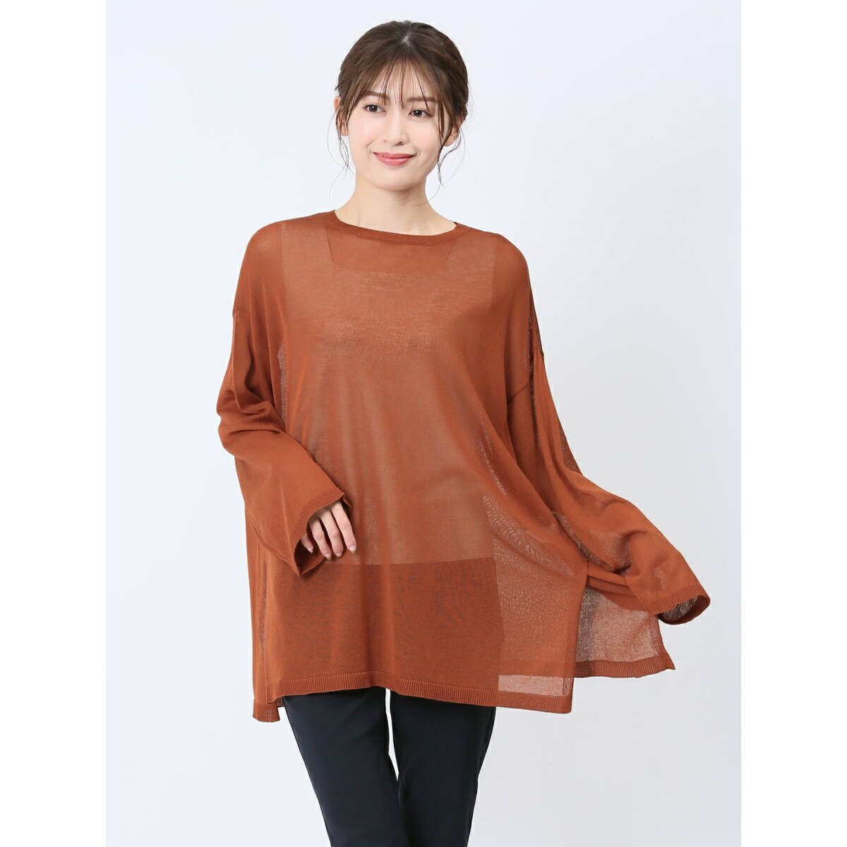 ハンチ 無地 オーバーサイズ シアーニット／m.f.エディトリアル（m.f.editorial）