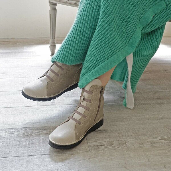 【4E】撥水ゴムレースアップブーツ/6128／モードカオリ（MODE KAORI）