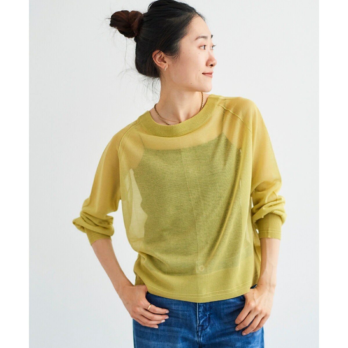 シアー前後2WAYクルーカーディガン／ルクールブラン（le.coeur blanc）