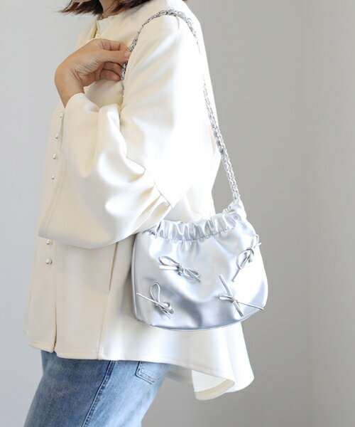 リボン付きチェーンミニショルダーバッグ／リアルキューブ（REAL CUBE）