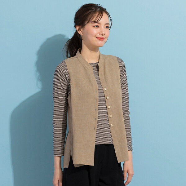 【S・Mサイズ】メランジギマ　スタンドカラーベスト／リリアンビューティ エクラ（Liliane Burty ECLAT）