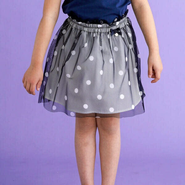 【日本製】ドットチュールニットスカート(100~140cm)／タルティーヌ エ ショコラ（Tartine et Chocolat）