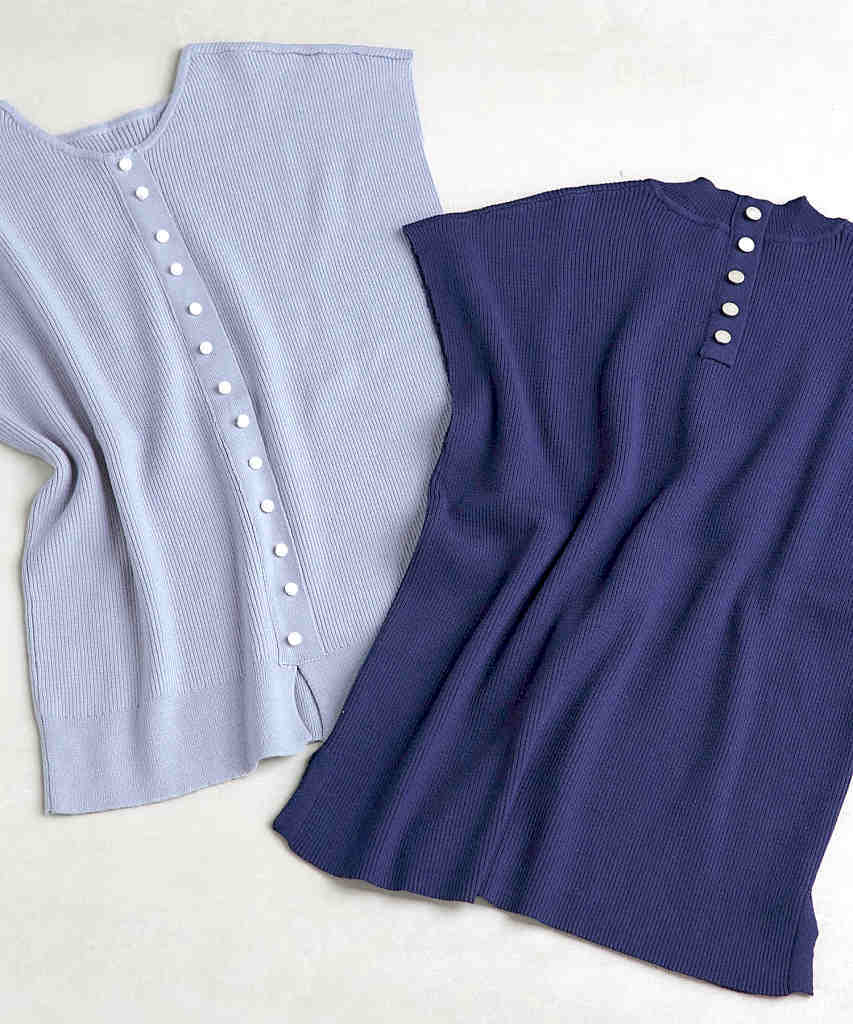 [M, L] [세탁 / UV 컷] 선택할 수있는 디자인 백 버튼 프렌치 리브 니트 / 루일 에부 틱 (RUIRUE BOUTIQUE)