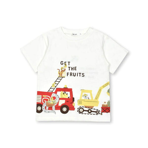 恐竜アニマルはたらくくるまグルっと渋滞プリント半袖Tシャツ(80~130cm)／スラップスリップ（SLAP SLIP）