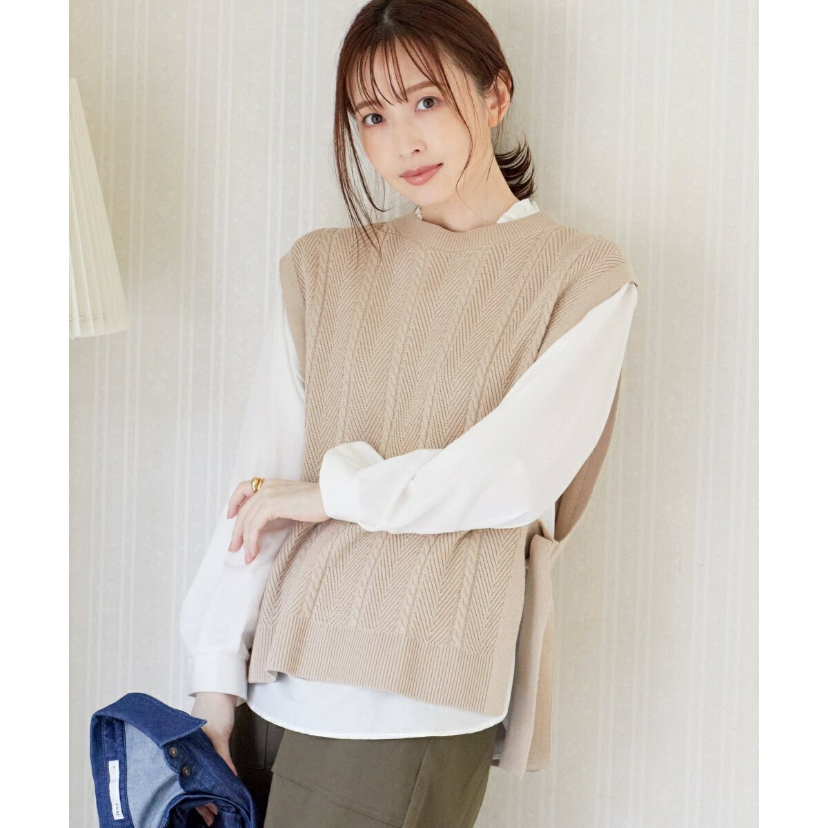 サイドリボンニットベスト/イッカ(ikka)